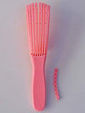 Rizos Curls Pink Detangling Flexi Brush for Curly Hair, Flexible comb glides with curls to easily detangle, no pull or pain