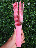 Rizos Curls Pink Detangling Flexi Brush for Curly Hair, Flexible comb glides with curls to easily detangle, no pull or pain