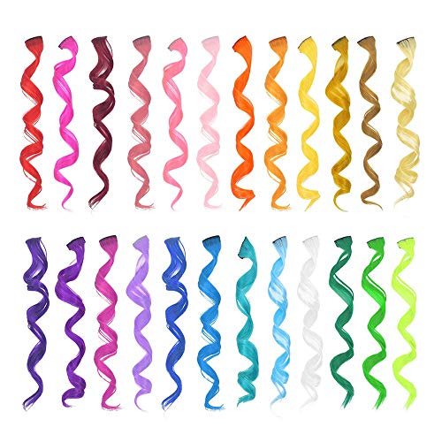 Dreamlover Clip in Colored Hair Extensions for Kids, 24 Pack
